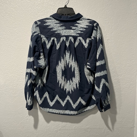 Pilcro Anthropologie Women Button Up Shirt Size XS Blue Western, Oversized Boho - Picture 4 of 4